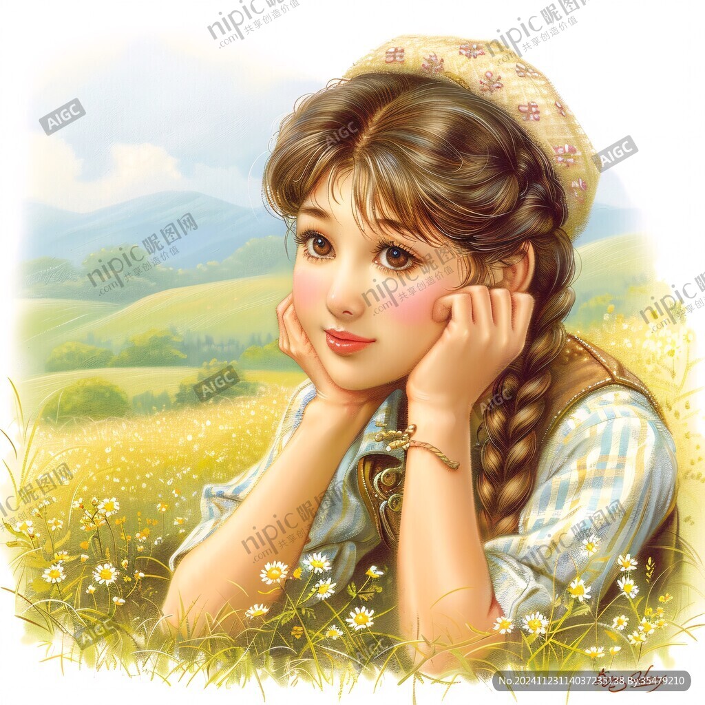 乡村女孩插画