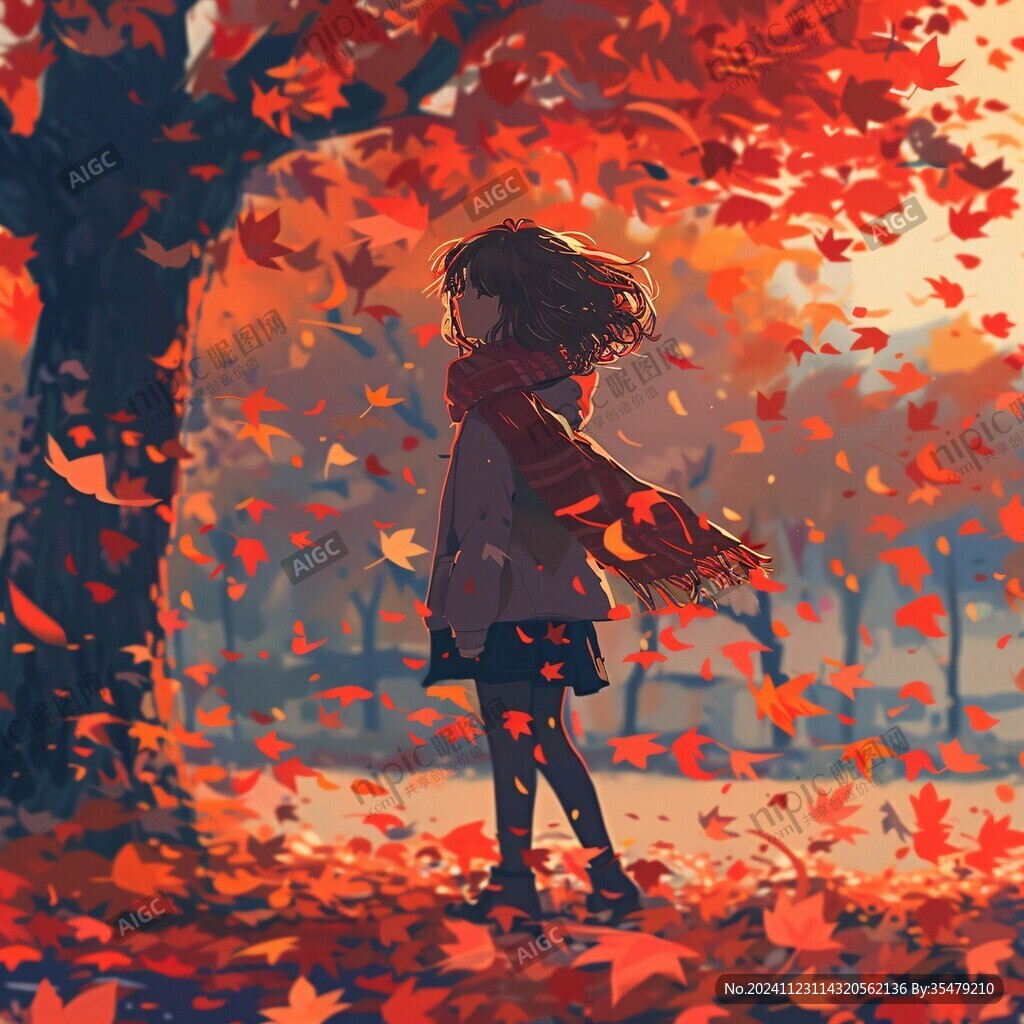 秋天治愈插画