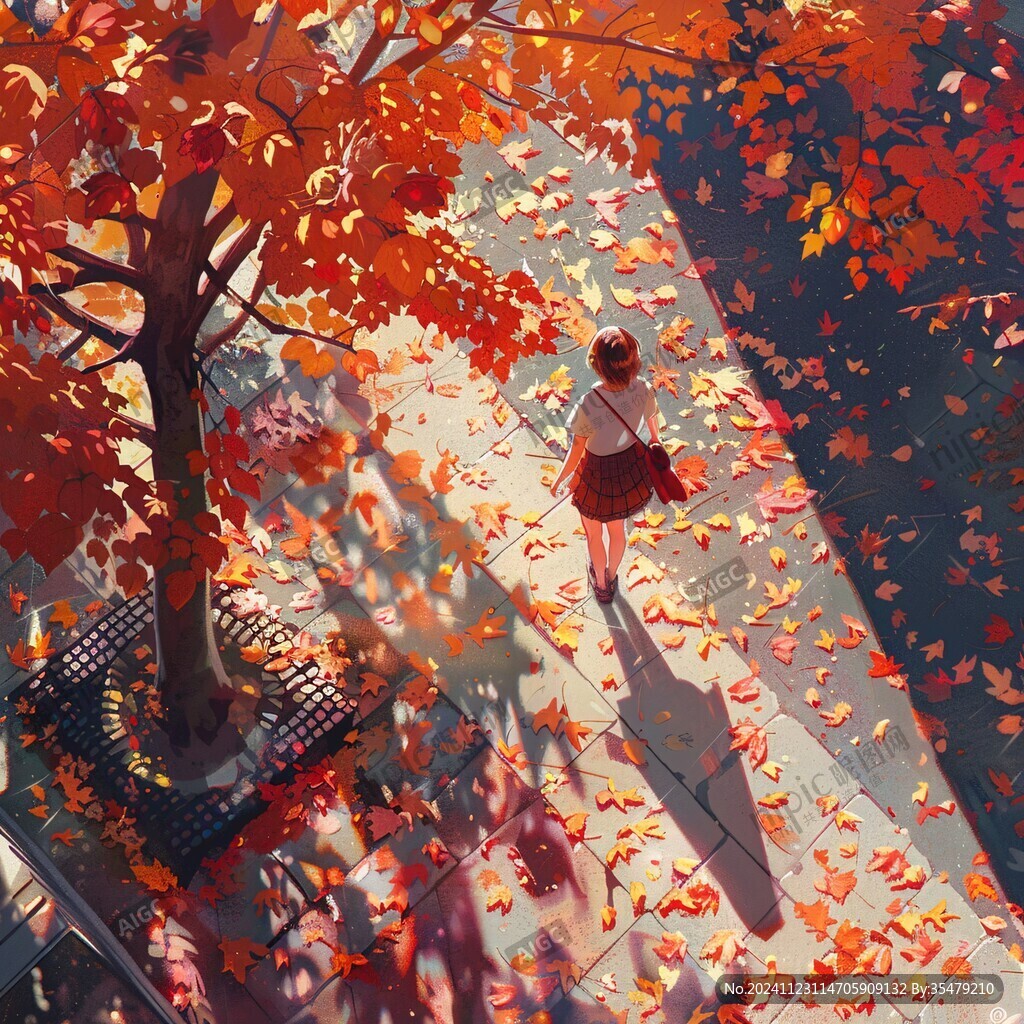 秋天治愈插画