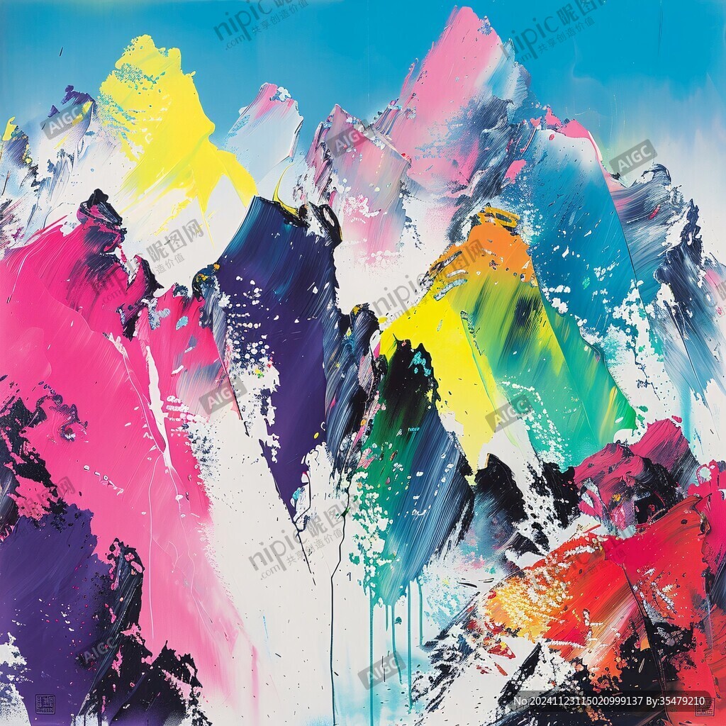 雪山抽象画