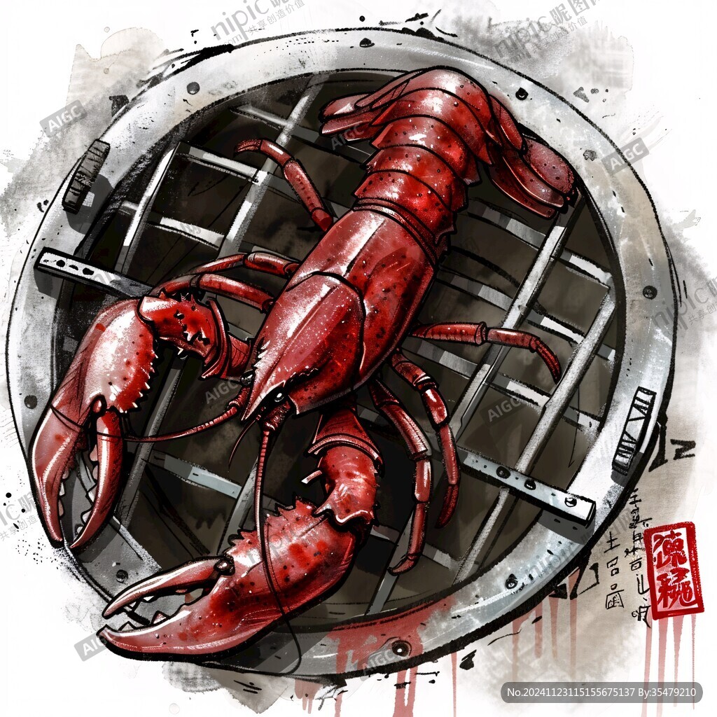 龙虾主题插画