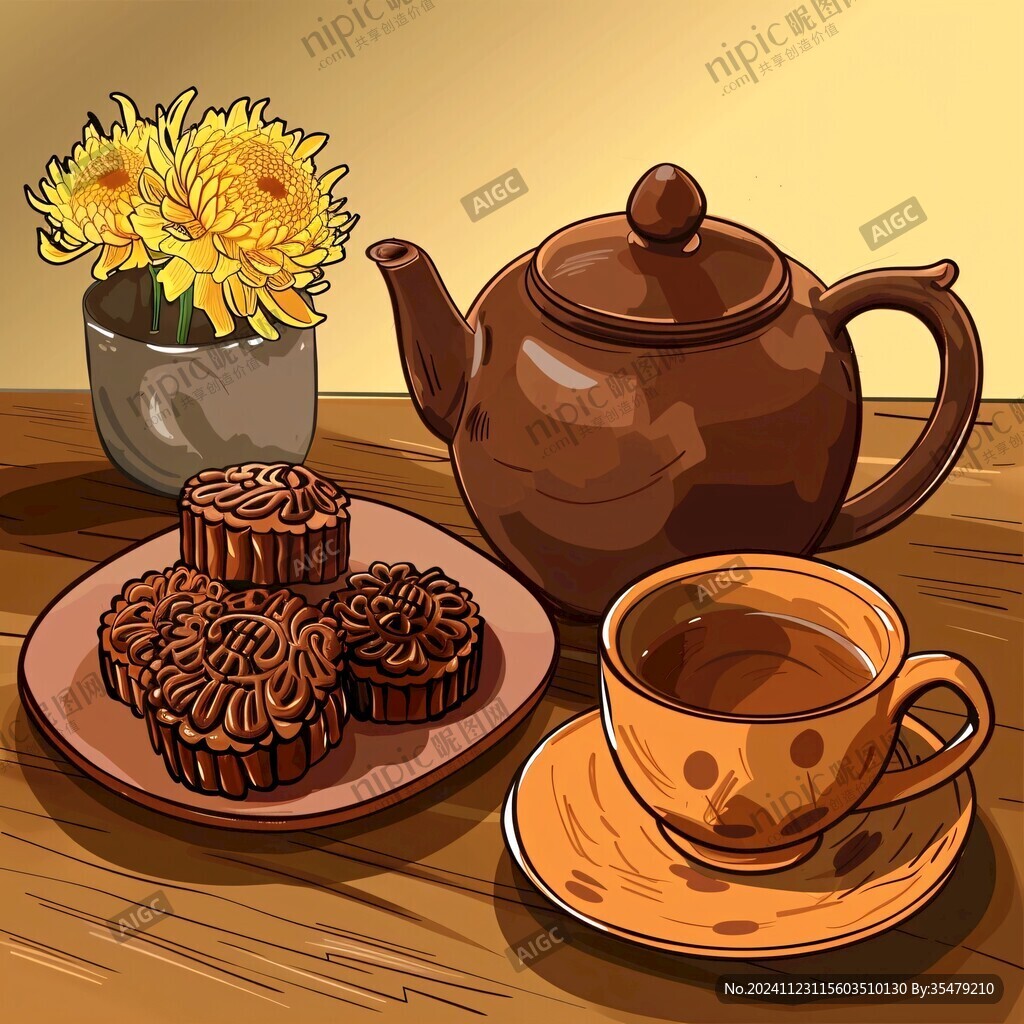 手绘菊花茶