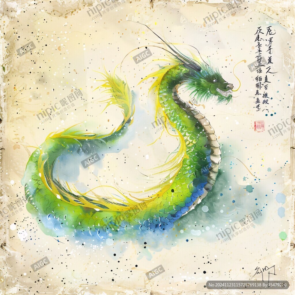 金二龙戏珠插画