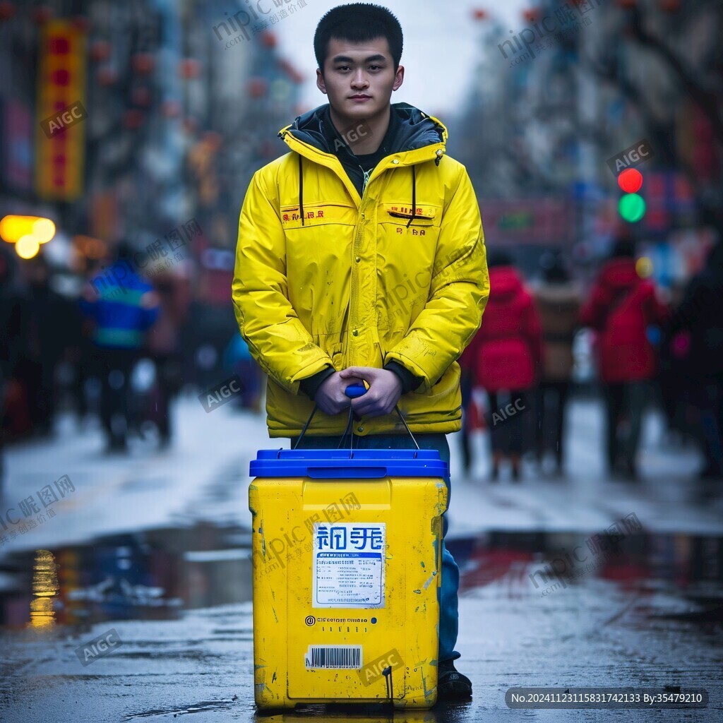 雨中送外卖