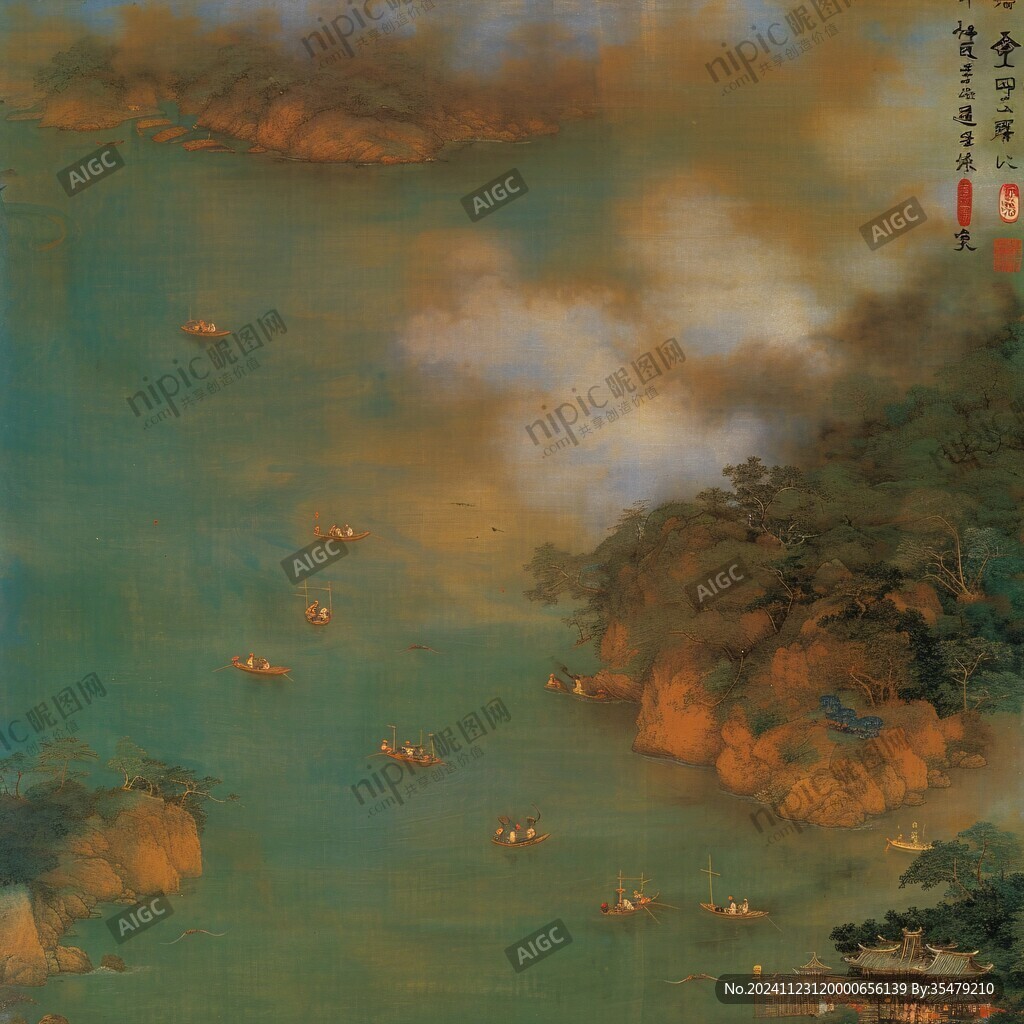 倚霞横琴图页