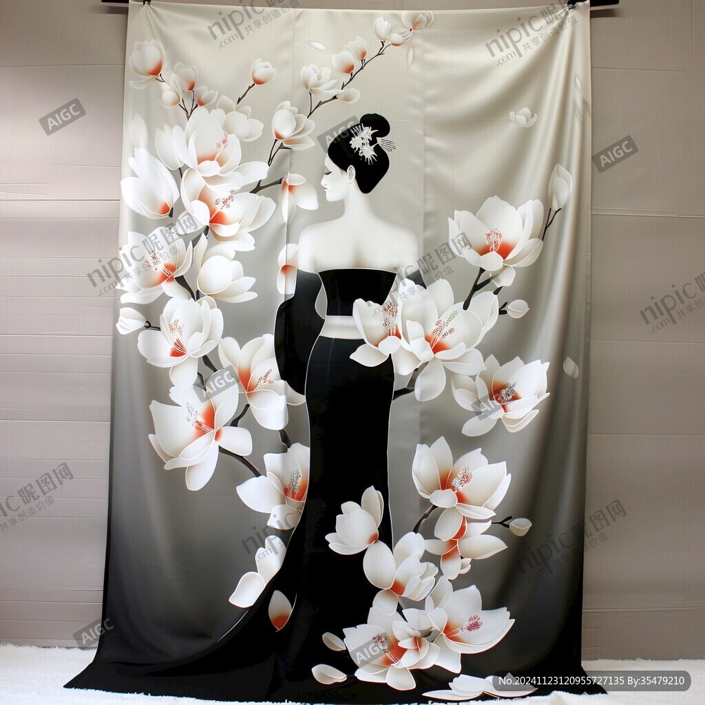 花瓶梅花窗帘门帘