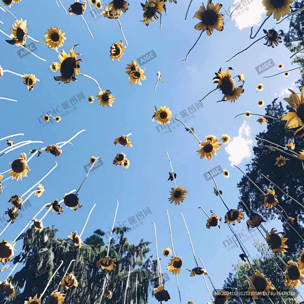 仰拍花丛