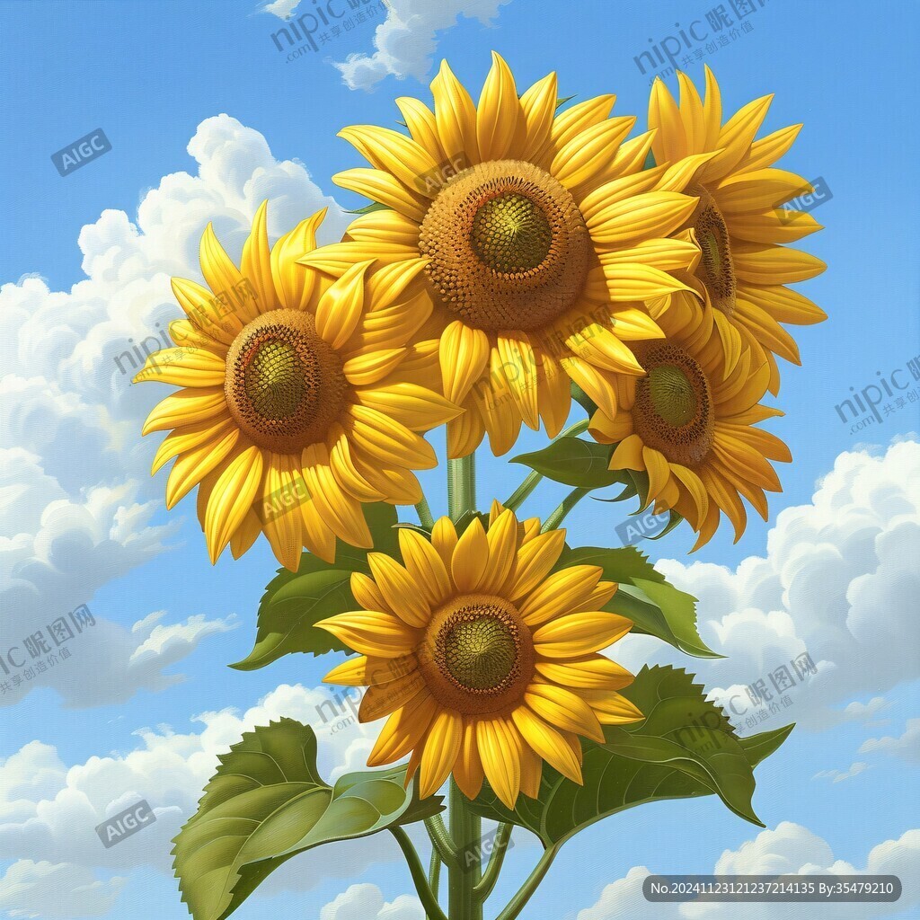 高清手绘太阳花向日葵