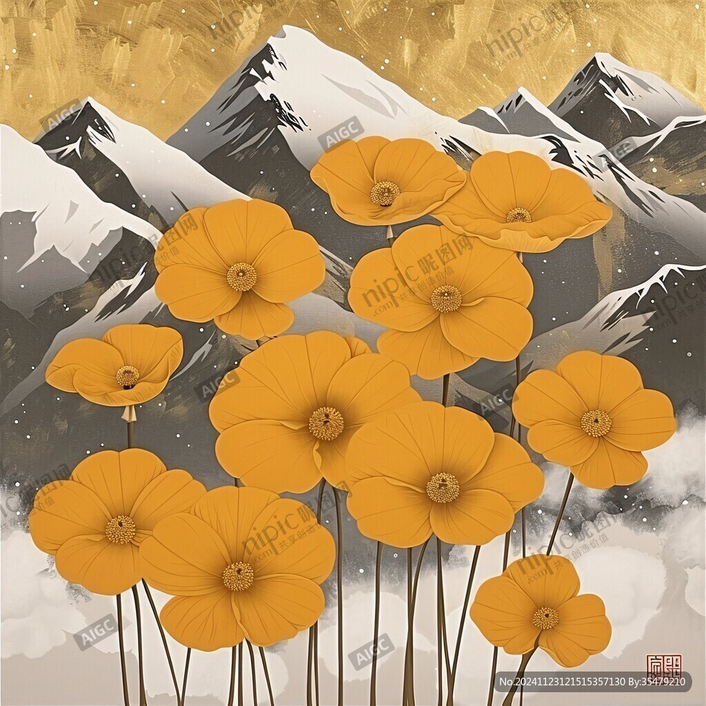 昆仑雪菊插画