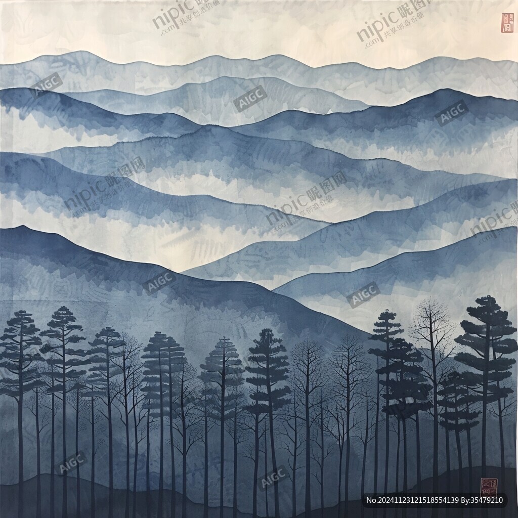 彩墨远山