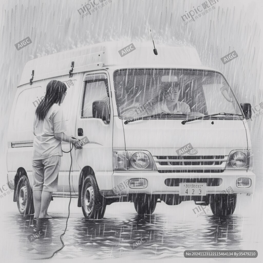 下雨创意插画