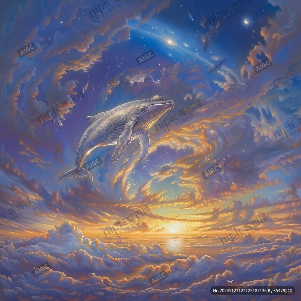 银河星系手绘鲸鱼儿