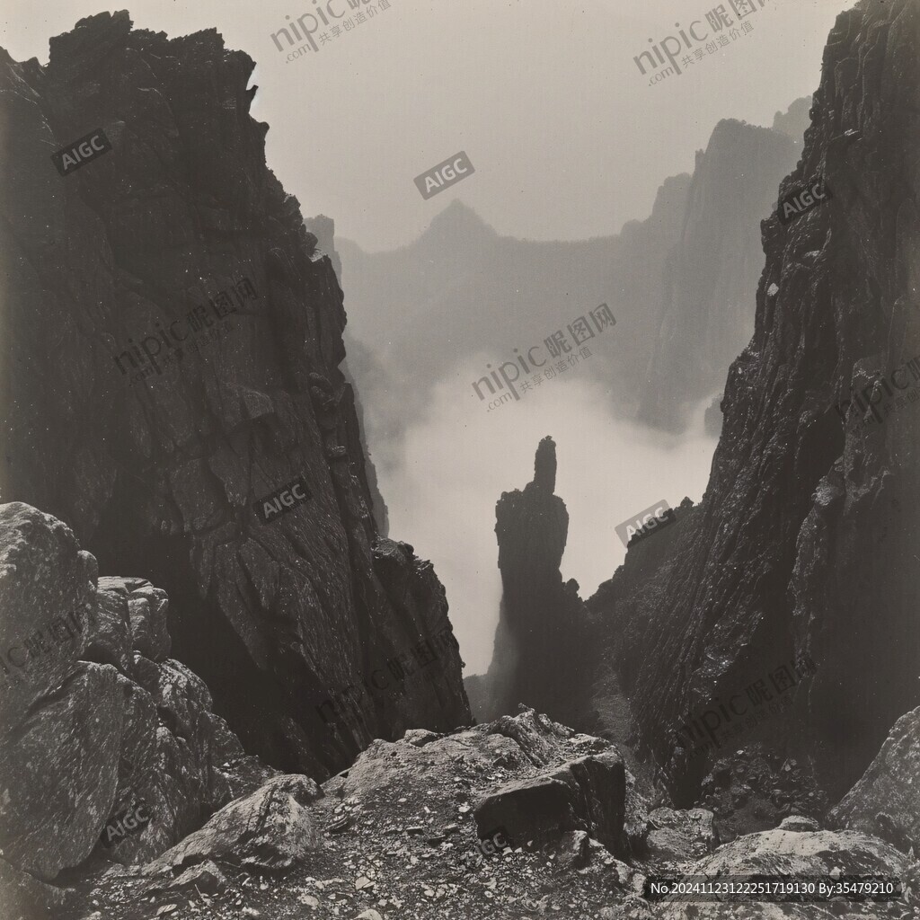石间起雾