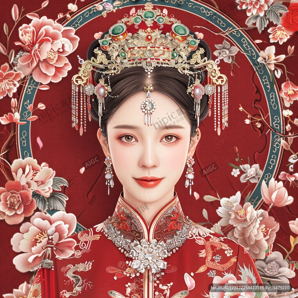 中式新娘插画
