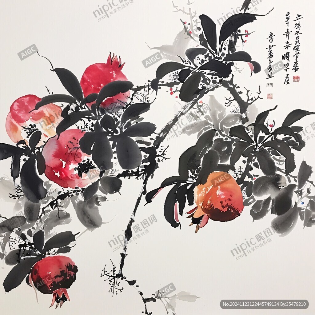 写意画石榴
