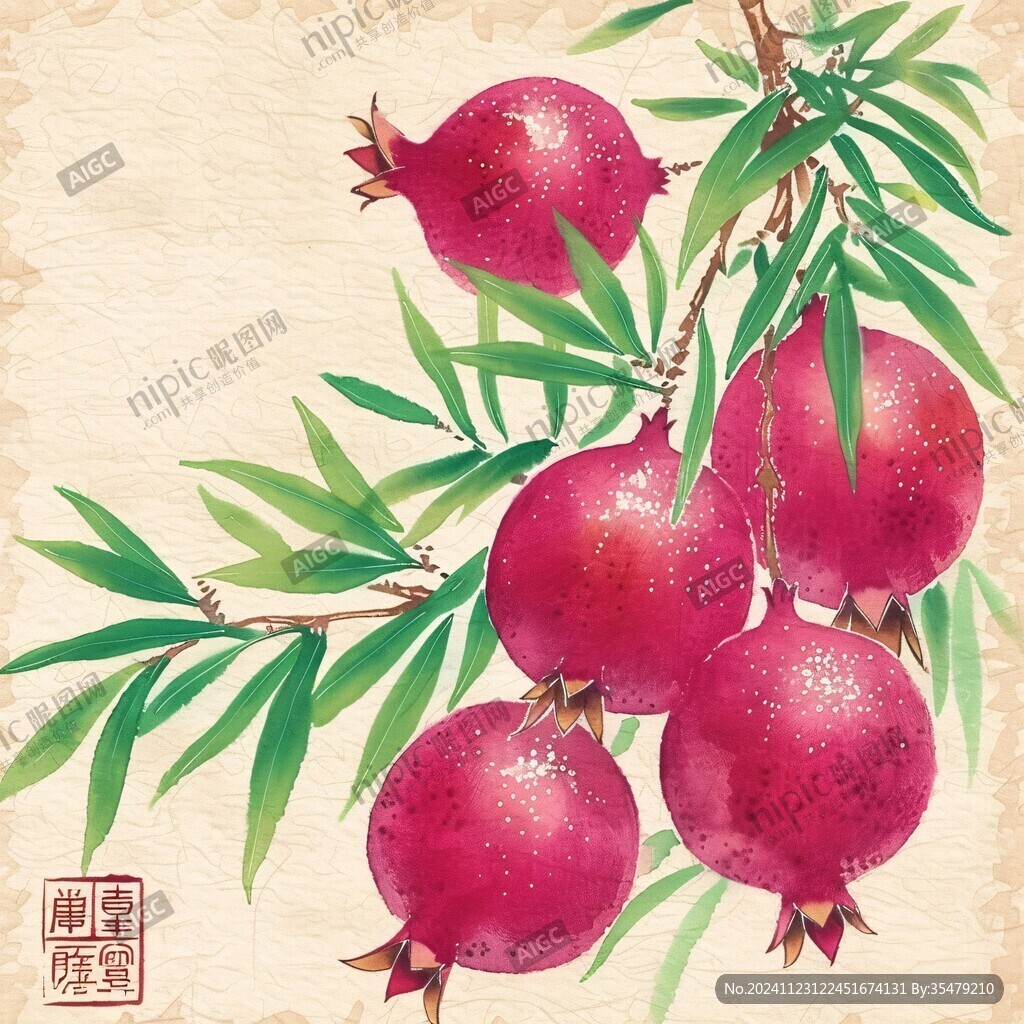 手绘石榴壁纸