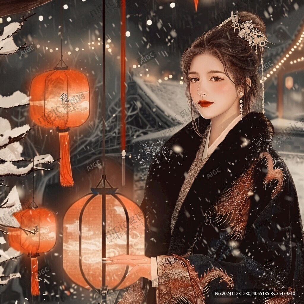 古风美女过年