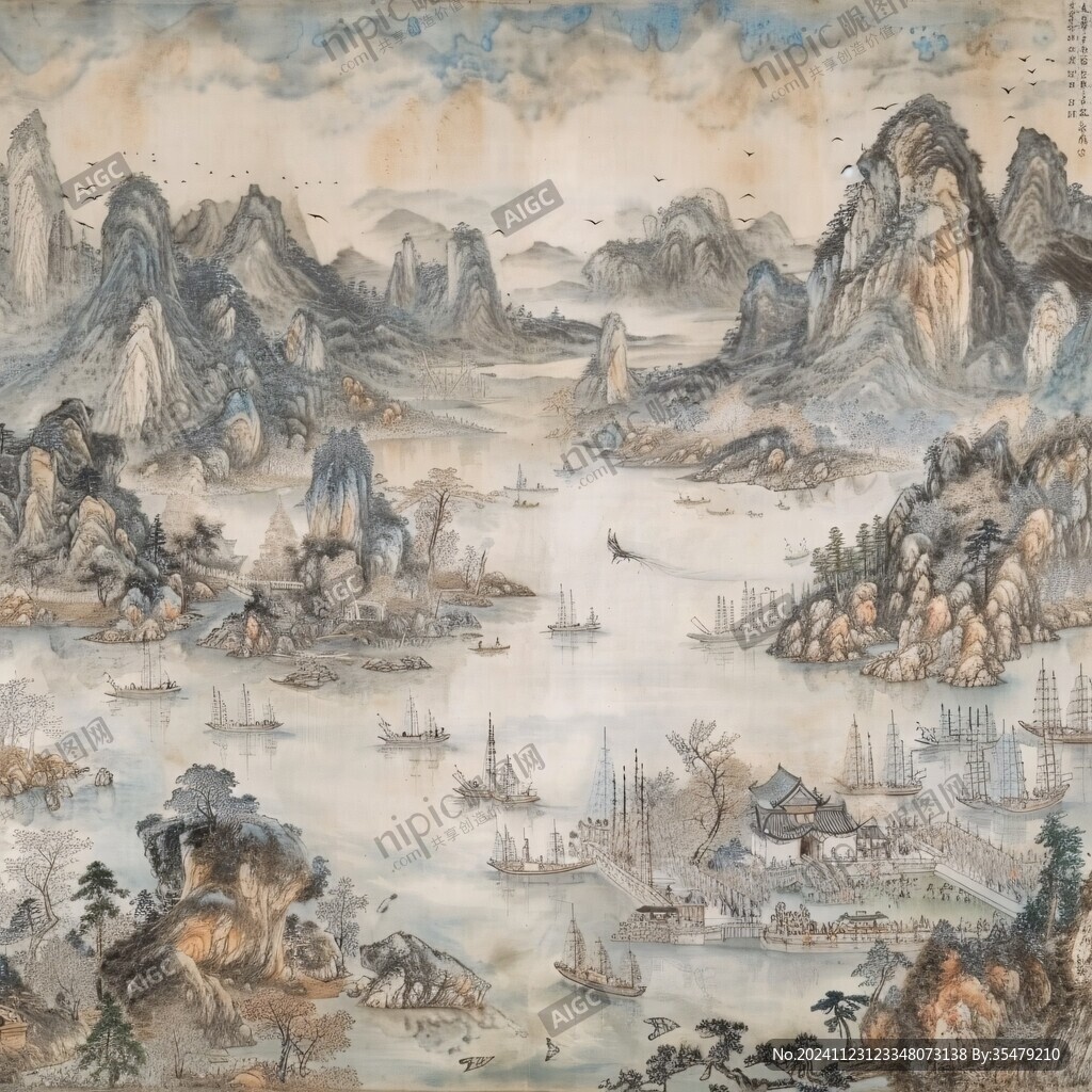 倚霞横琴图页