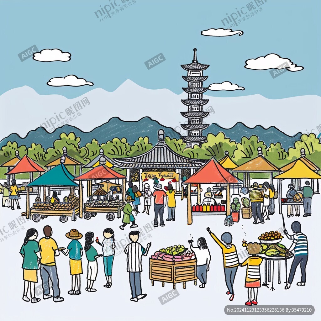 横店画册素材横店插画