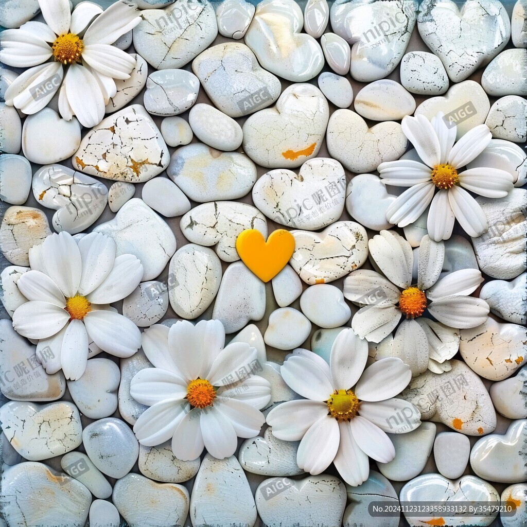 浮雕花卉与爱心3d