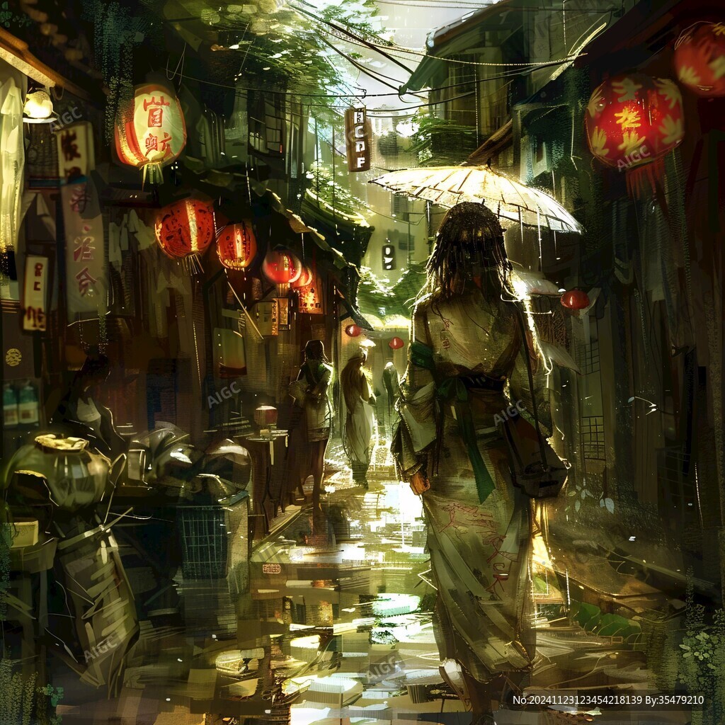 雨巷插画
