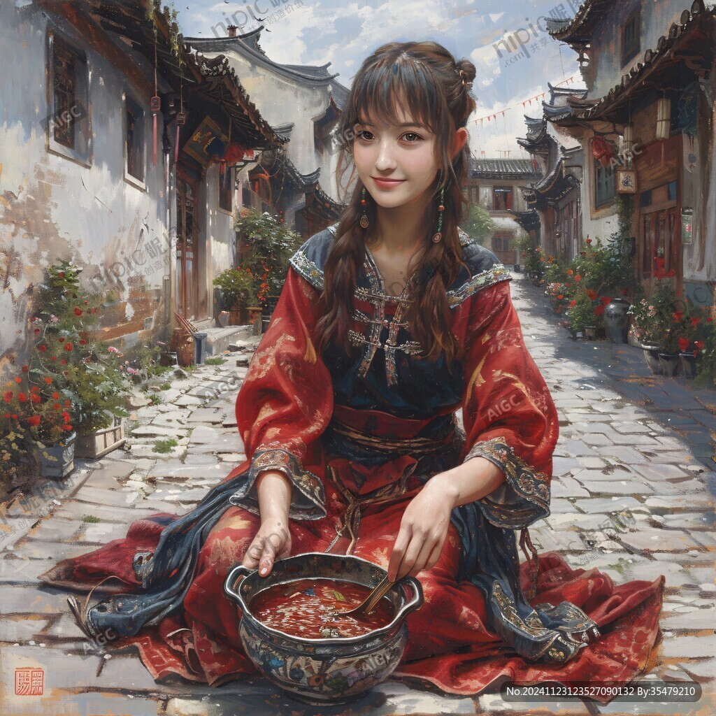 江南美女油画