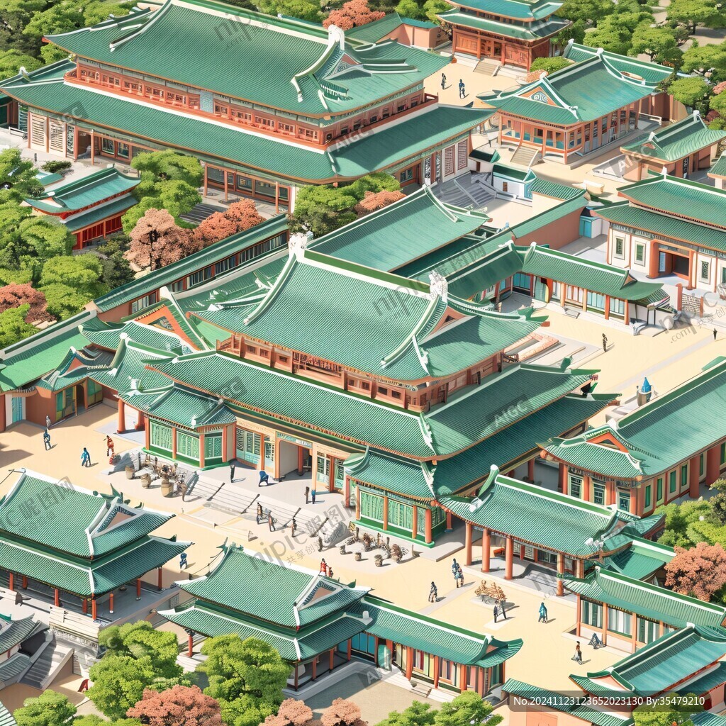 古代宫殿建筑工程场景
