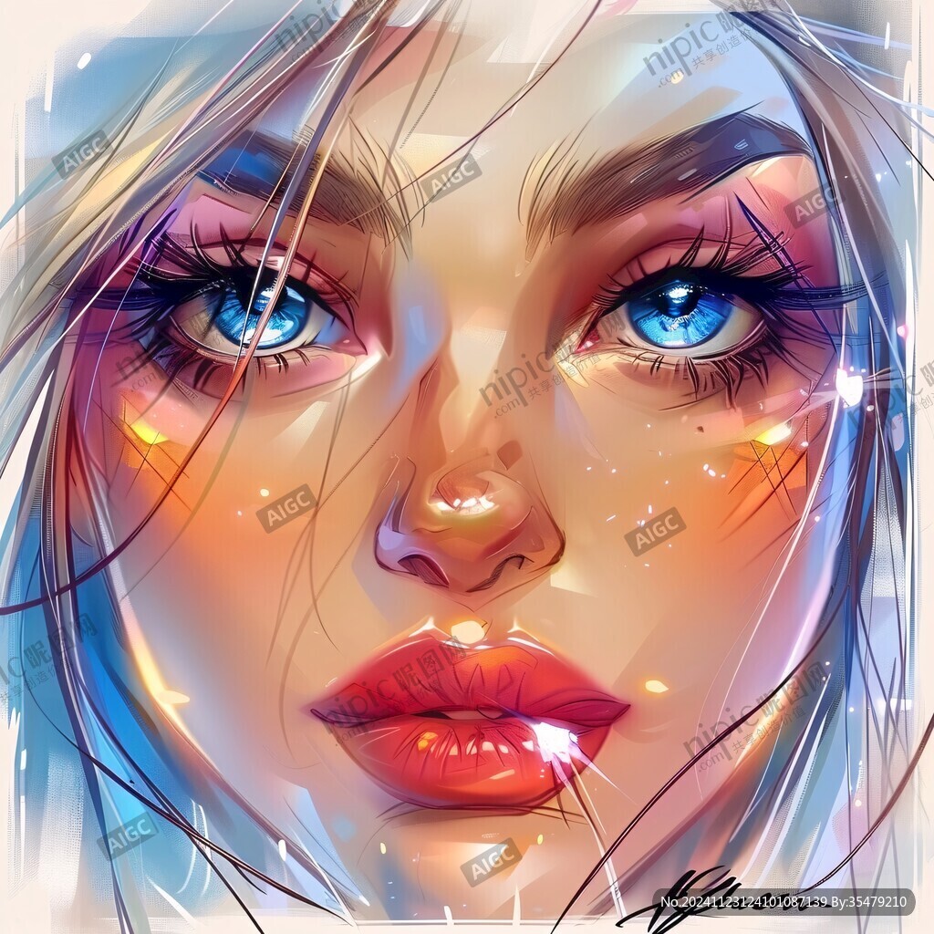 数字肖像插画