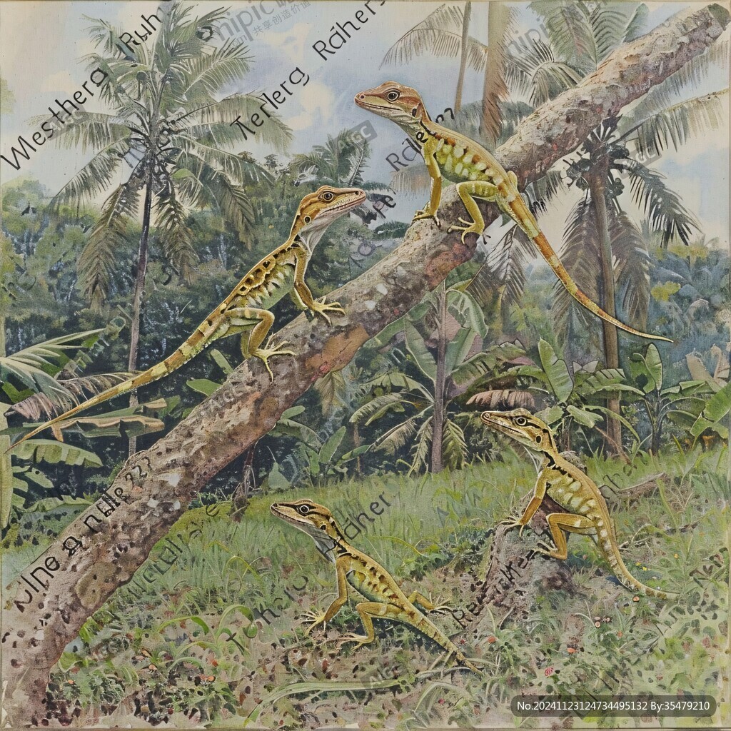 爬行动物油画