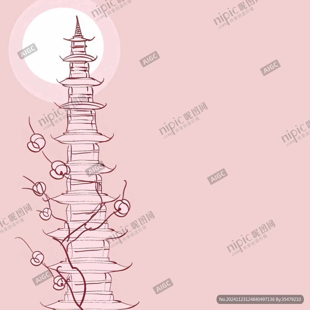 雷锋塔插画
