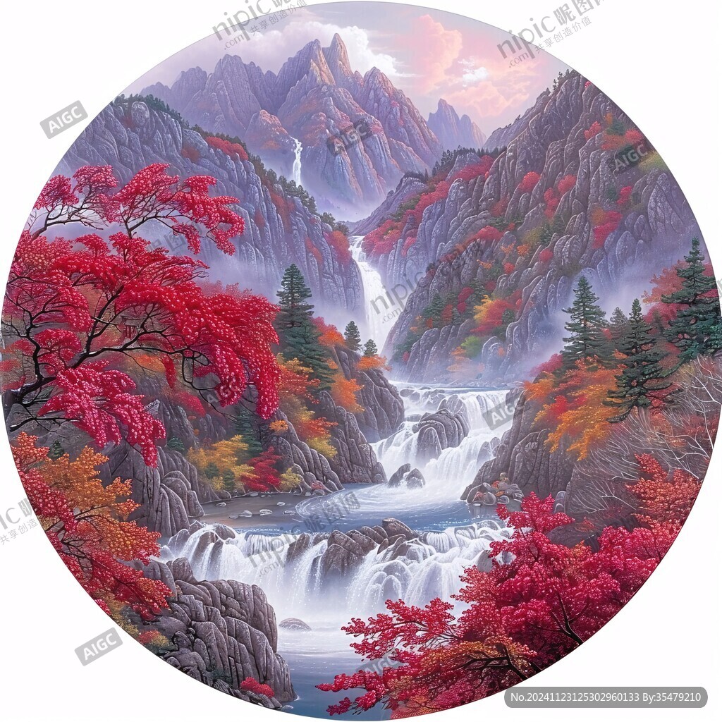 圆形山水装饰画