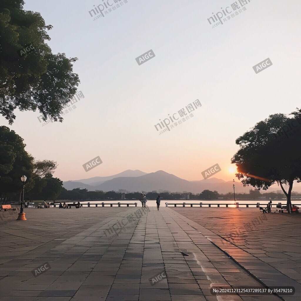 晚霞白堤