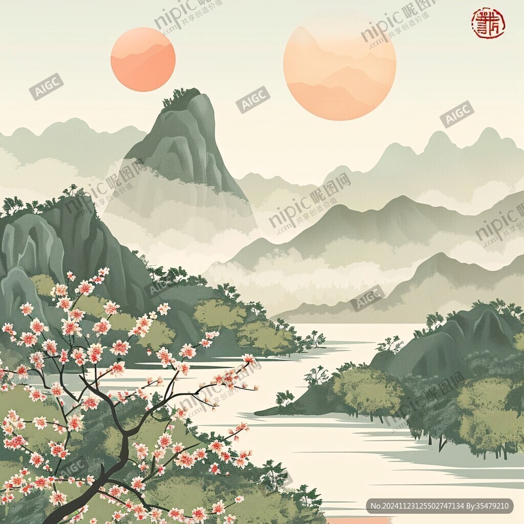 红梅山水