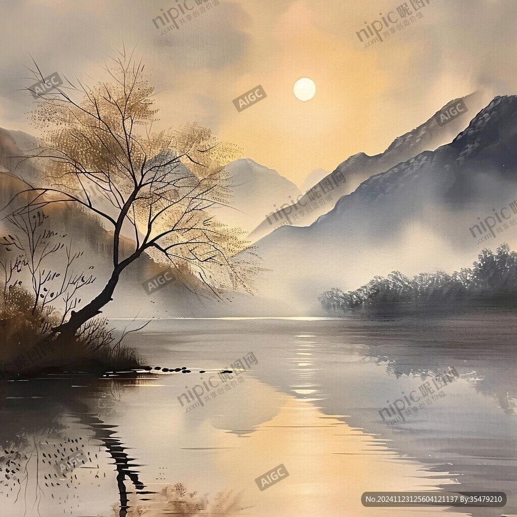 日出山水画