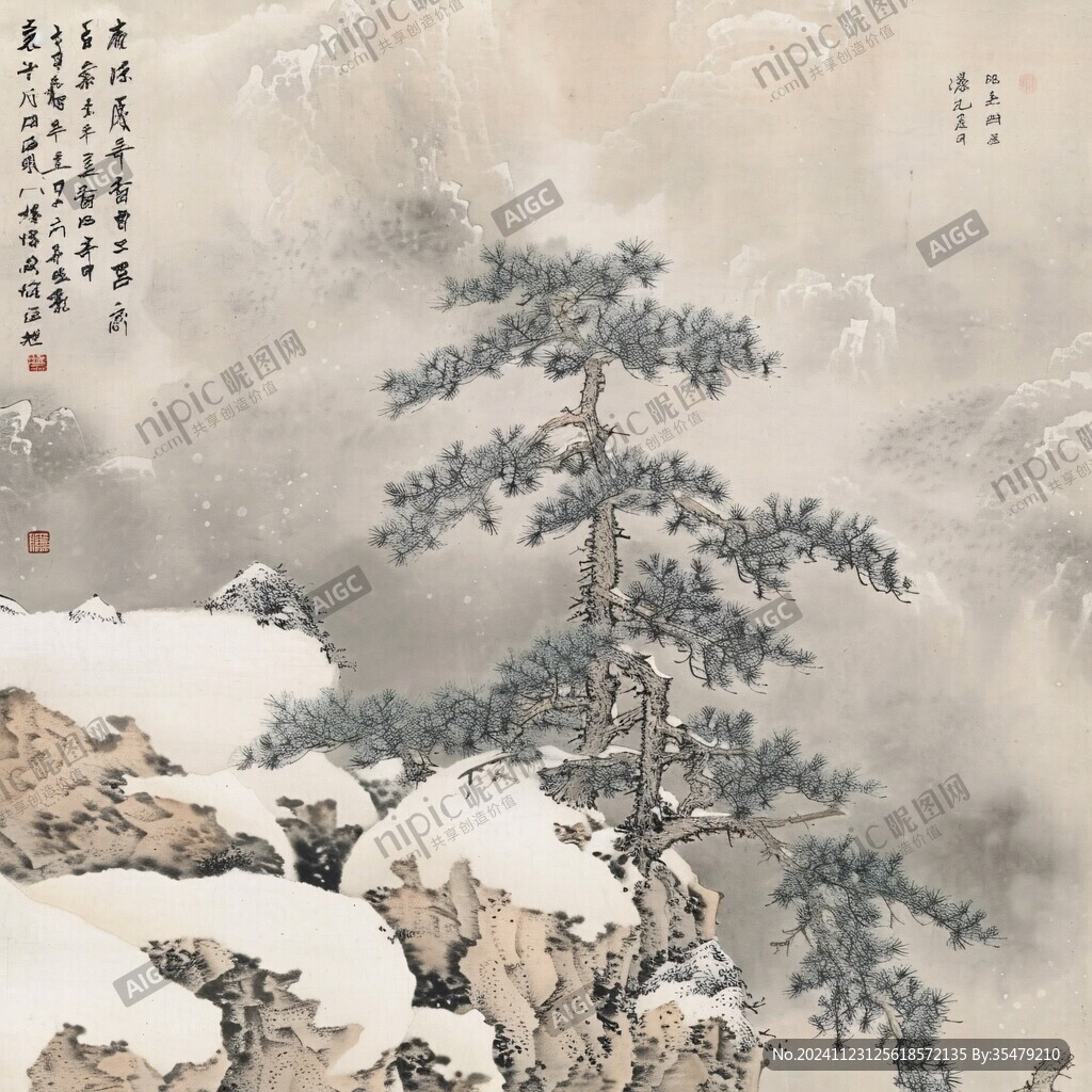 松石雪景图