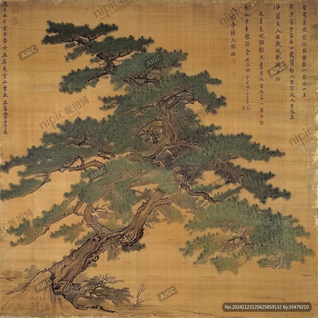古画松树