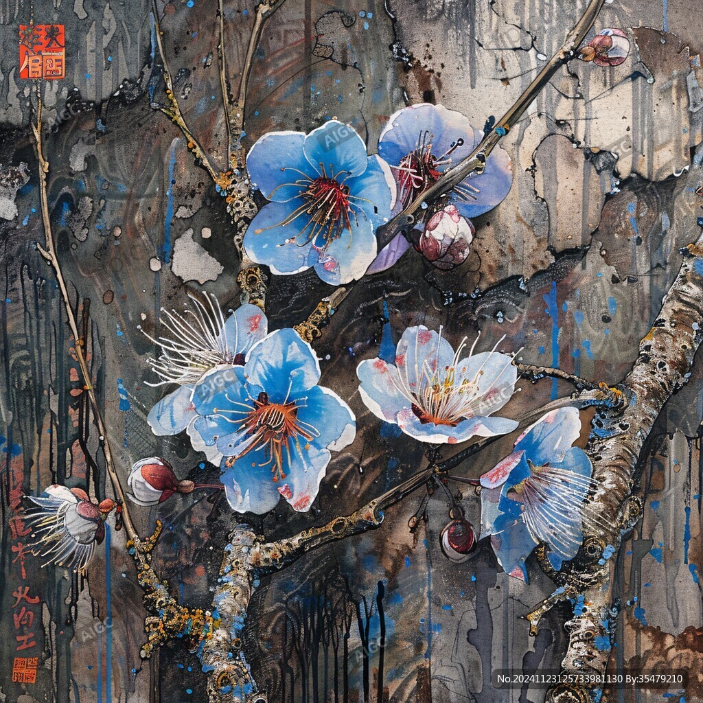 枯木彩绘浮雕