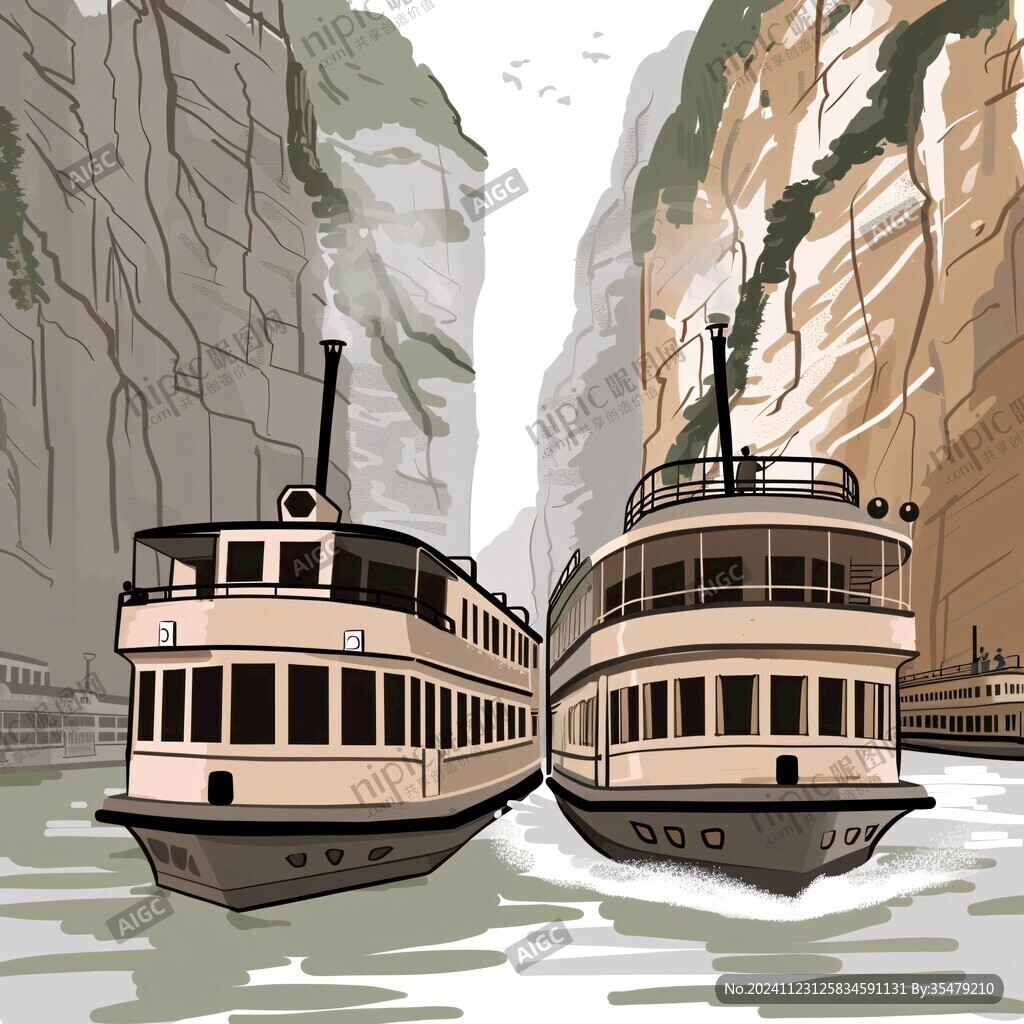 瞿塘峡插画