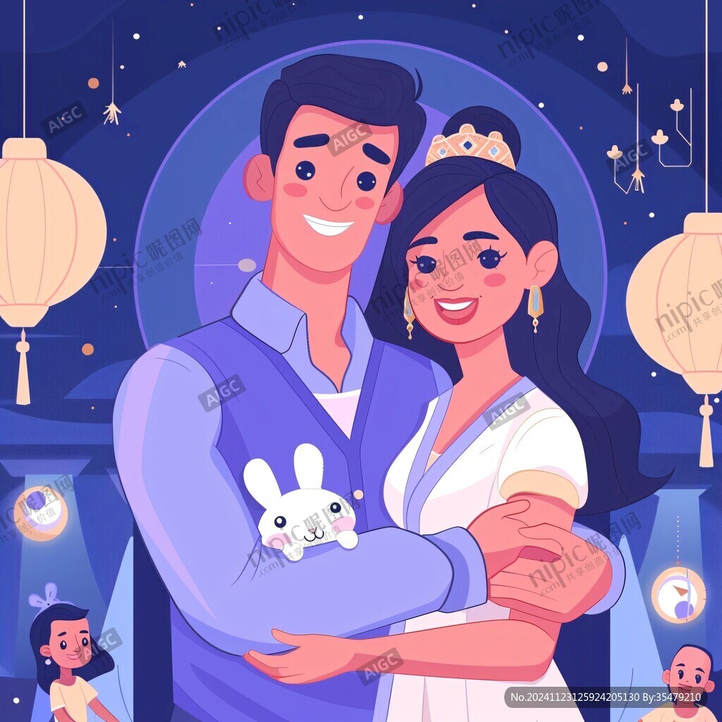 新年情侣插画