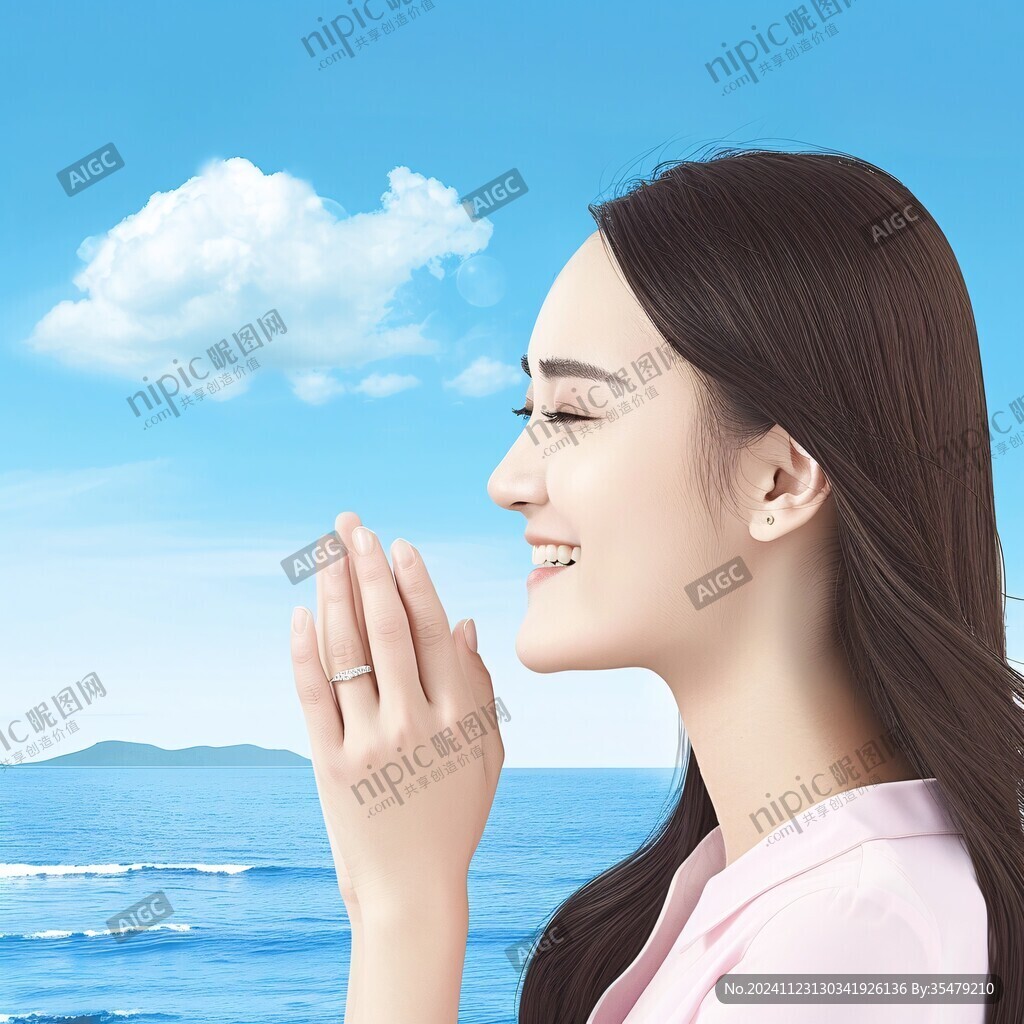 祈福的美女