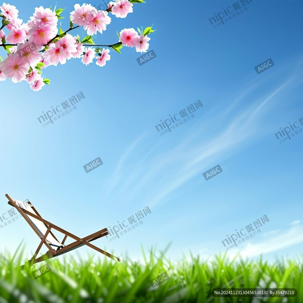 桃花蓝底图