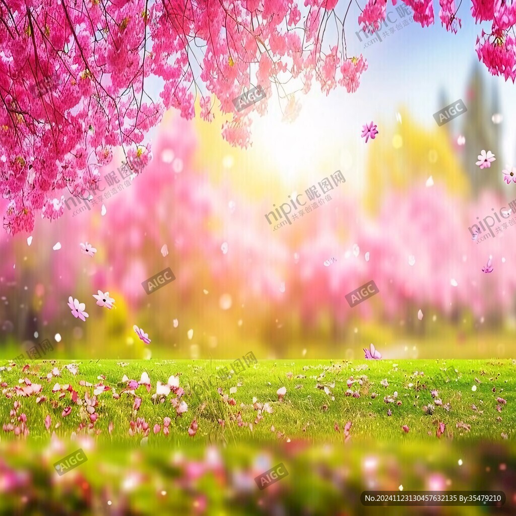 樱花草地背景