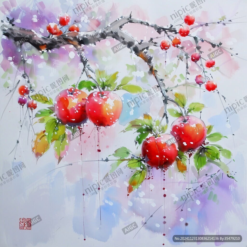 水晶樱桃插画手绘