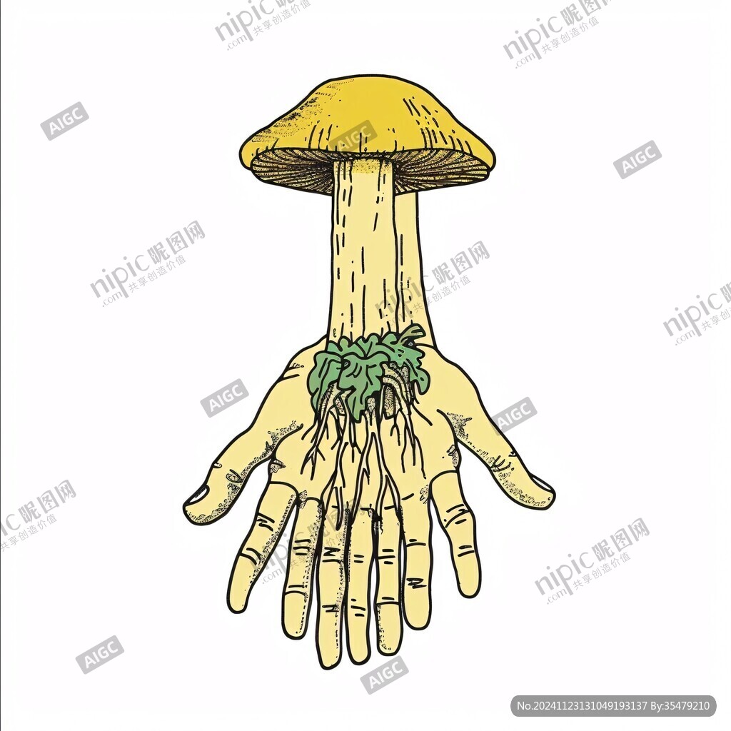 凤尾菇手绘插画