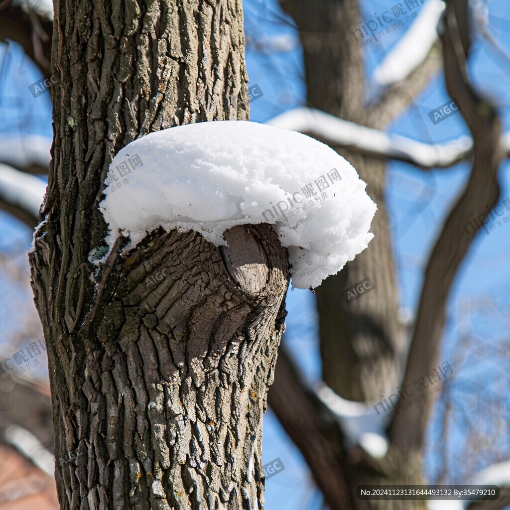 梧桐树上的积雪