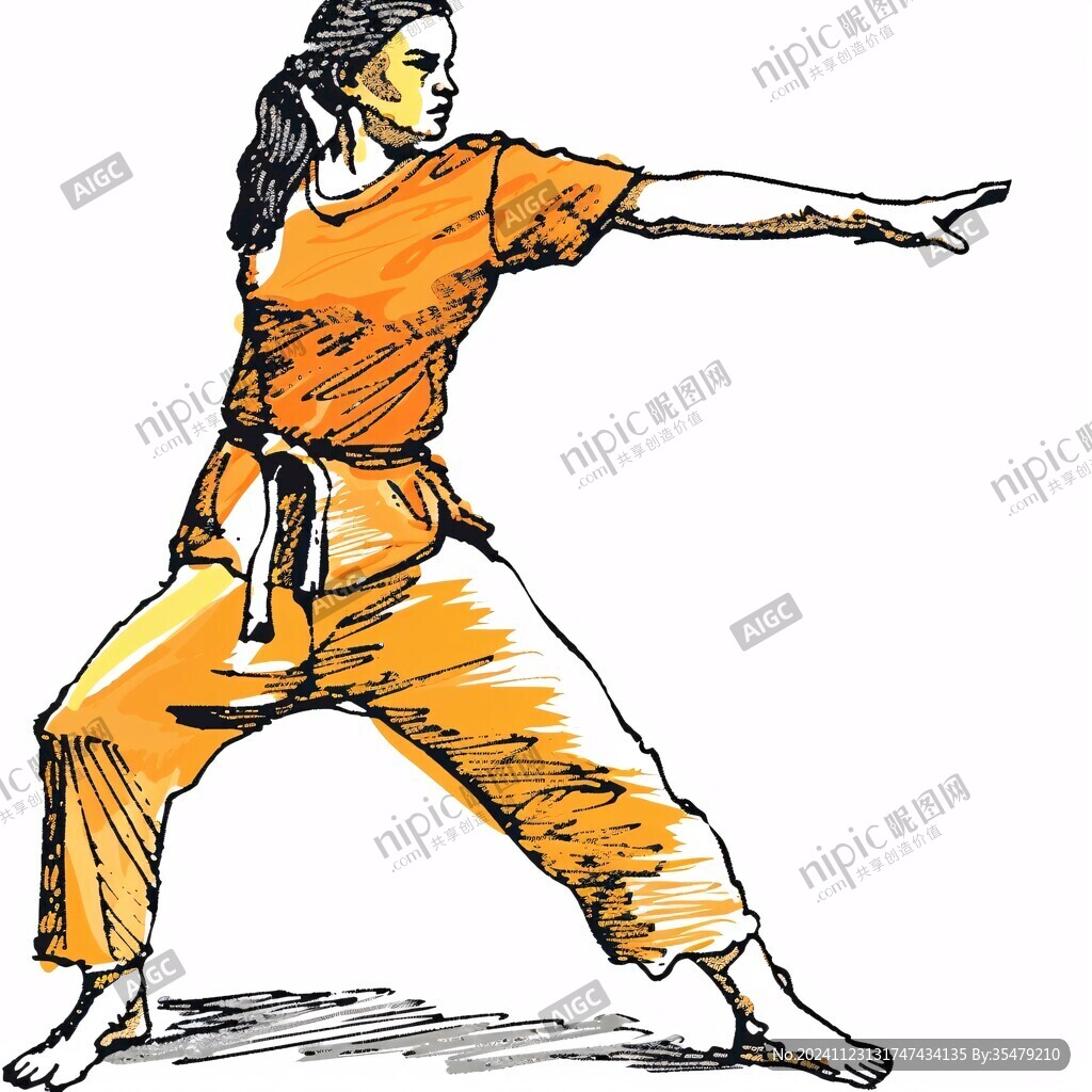 手绘武术插画