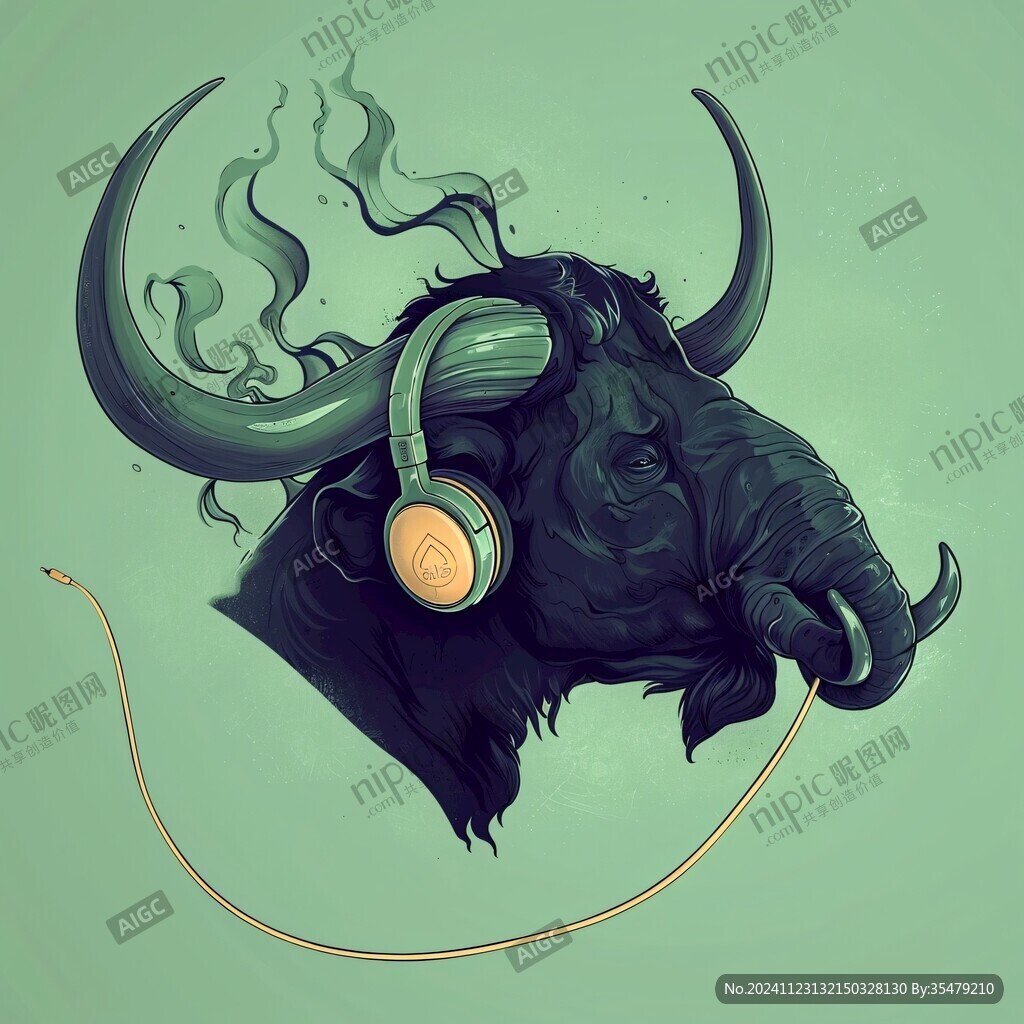 摇滚牛插画