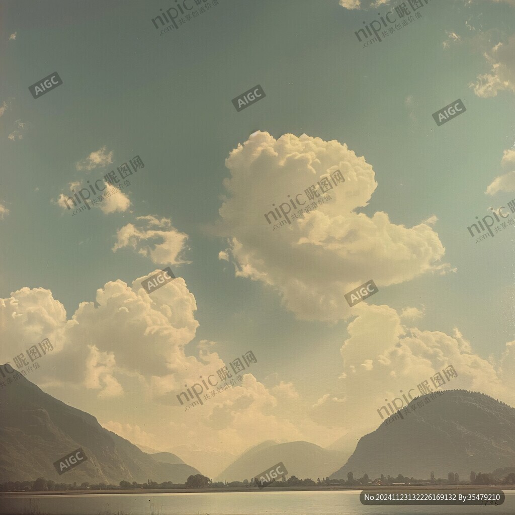 远山湖畔云彩