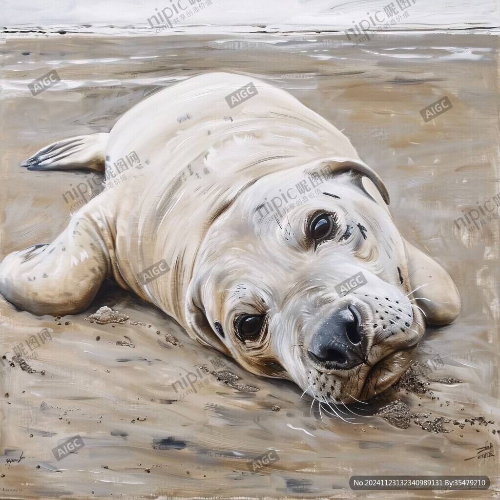 手绘海豹插画