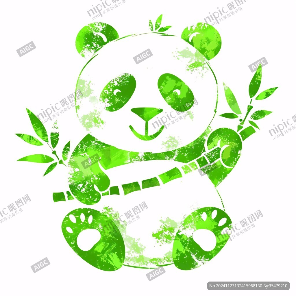 绿色文创熊猫素材